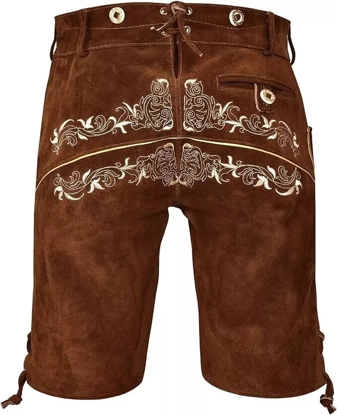 Oktoberfest Original Suede Leather Men's Lederhosen | Authentic Bavarian Costume Outfit