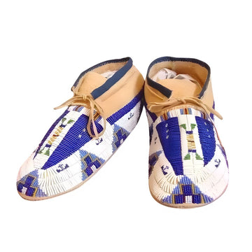 Old American Sioux Style Suede Leather Handmade Beaded Moccasins MCN112