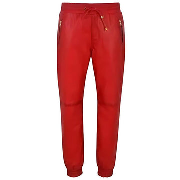 Women's Red Leather Pant – Genuine Cowhide Leather & Trouser Style