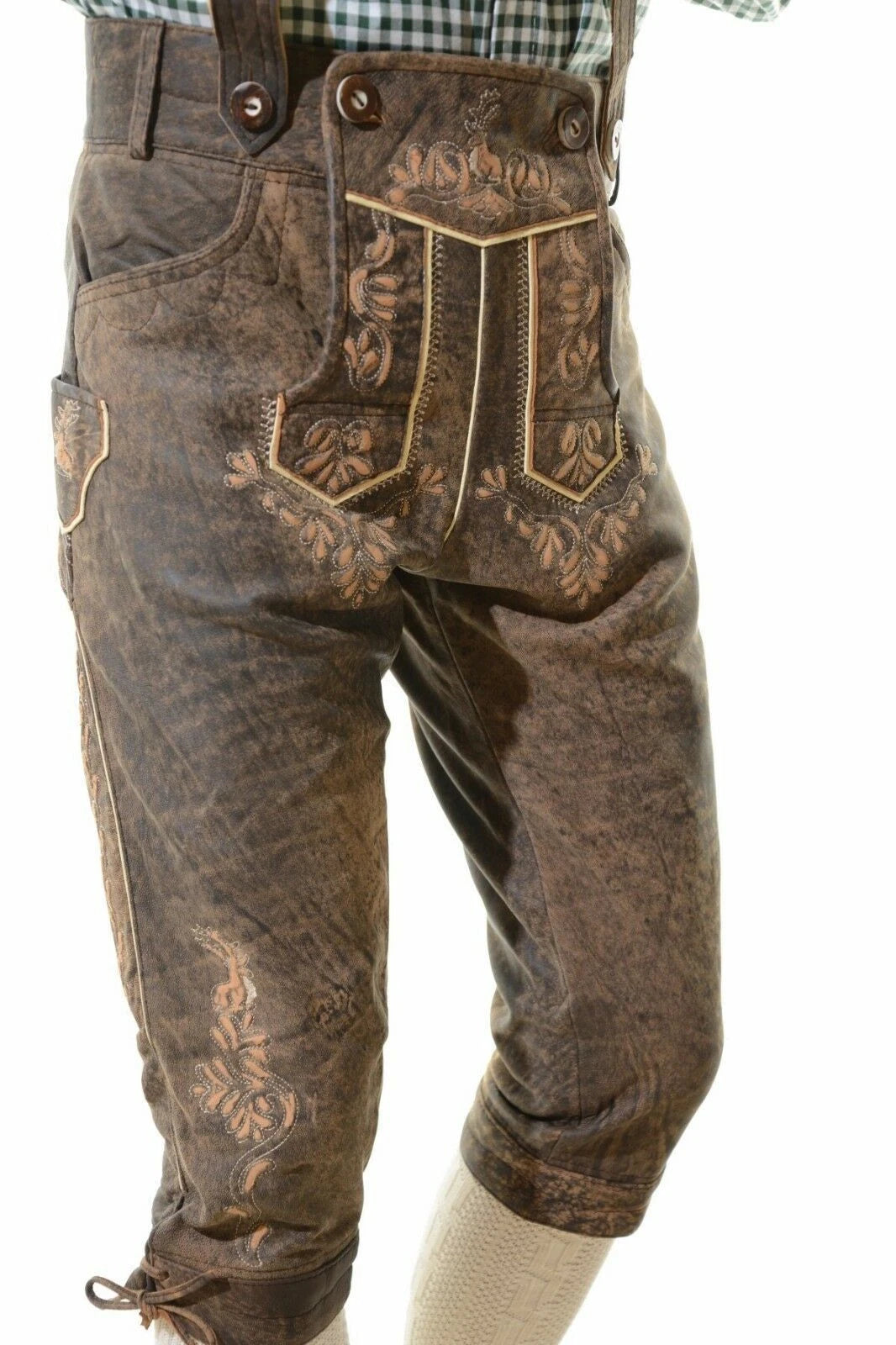 Bavarian Oktoberfest Antique Lamb Leather Lederhosen | Traditional Tracht Bundhosen