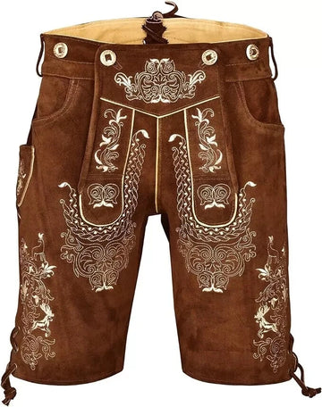 Oktoberfest Original Suede Leather Men's Lederhosen | Authentic Bavarian Costume Outfit