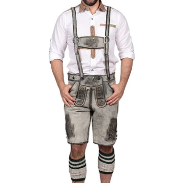 Oktoberfest Bavarian Gray Bundhosen Lederhosen | Authentic German Trachten