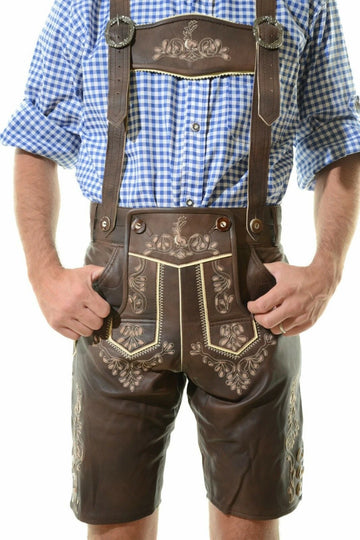 Bavarian Oktoberfest Lamb Leather Lederhosen | Traditional Short German Tracht Costume