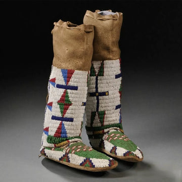Handmade Native American Beaded Leather Boots – Moccasins Powwow Regalia