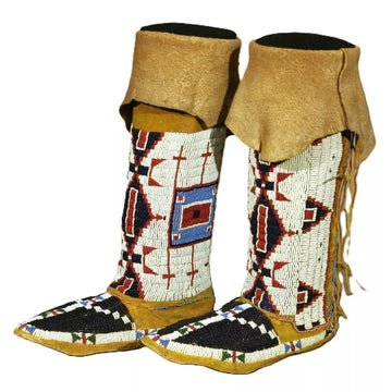Handmade Native American Beaded Leather Moccasins – Powwow Regalia Footwear