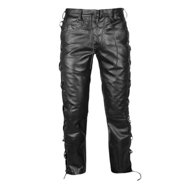 Men’s Black Western American Cowhide Leather Pants - Trouser Style