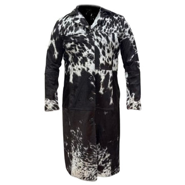 Men’s Stylish Hair on Hide Leather Coat – Long Winter Faux Fur Jacket