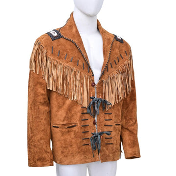 Men's Brown Western Suede Leather Jacket – Fringe & Classic Western Style