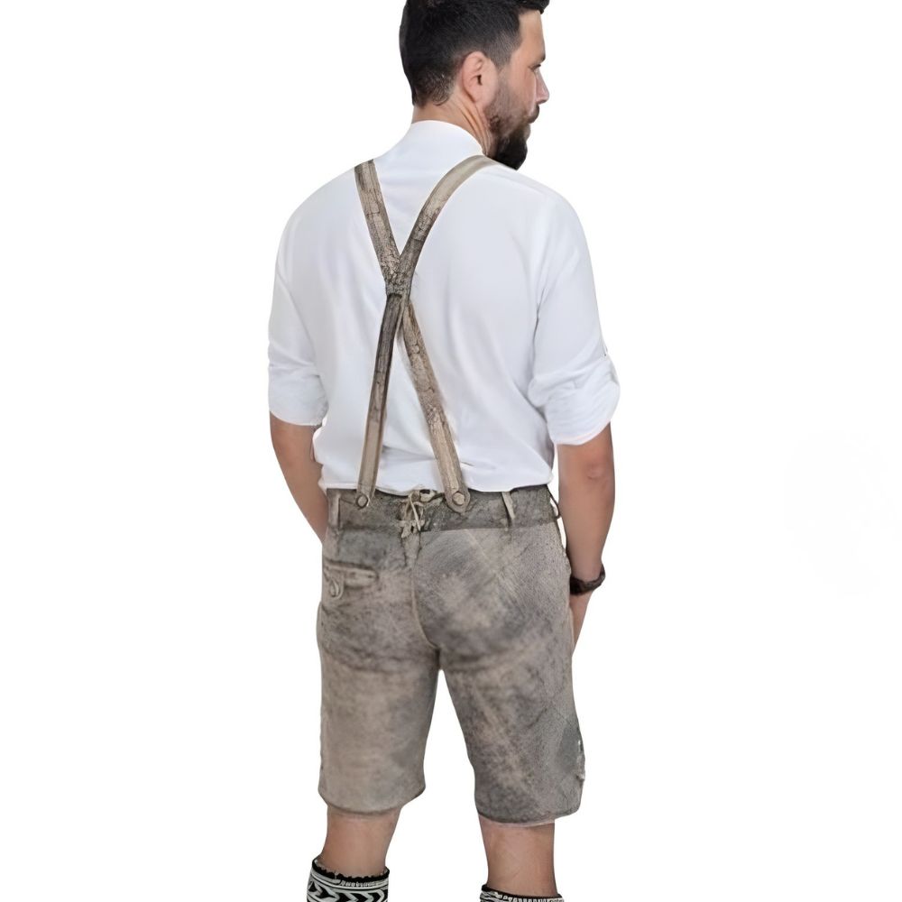 Oktoberfest German Bavarian Antiqued Genuine Nubuck Leather Lederhosen Short