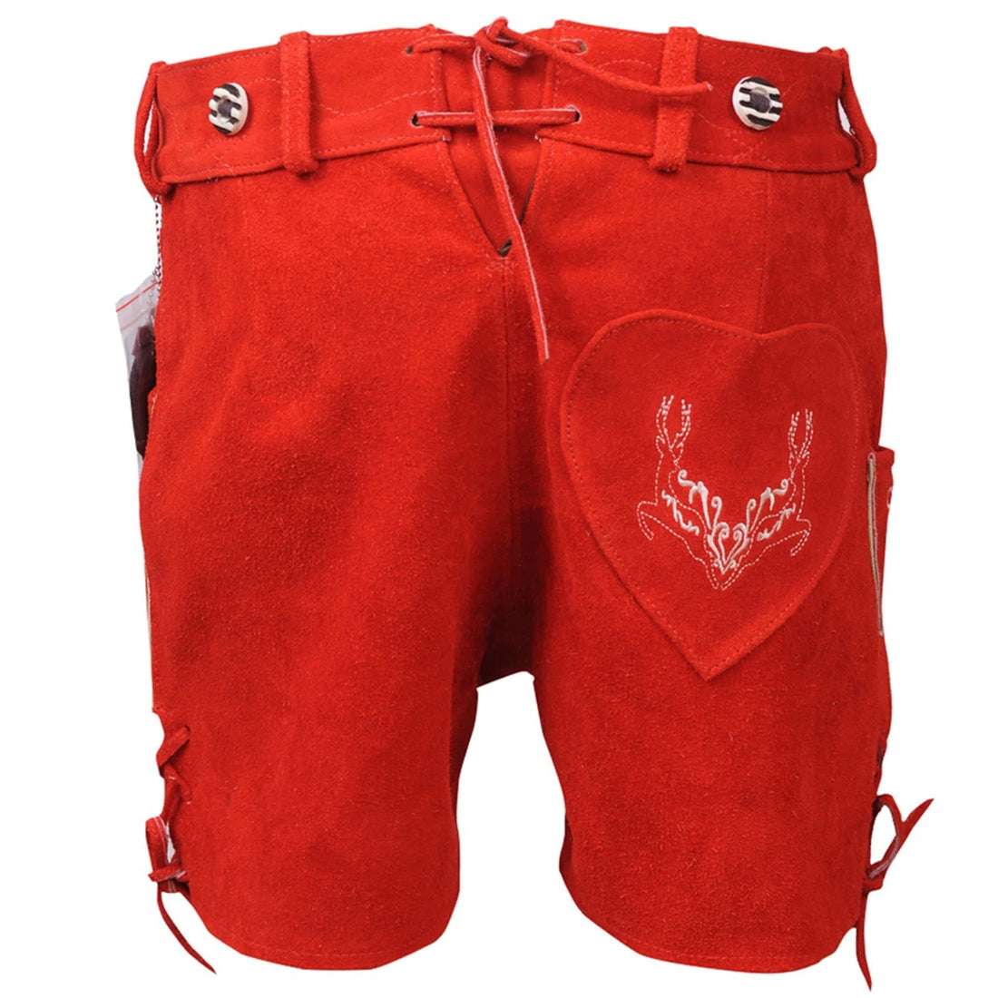 Women’s Red Suede Lederhosen | Bavarian Oktoberfest German Costume Outfit