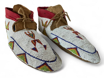 Handmade Native American Beaded Moccasins – Traditional Leather Powwow Shoes