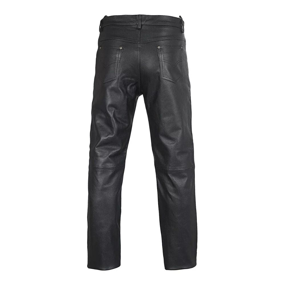 Men's Black Western American Style Cowhide Leather Pants