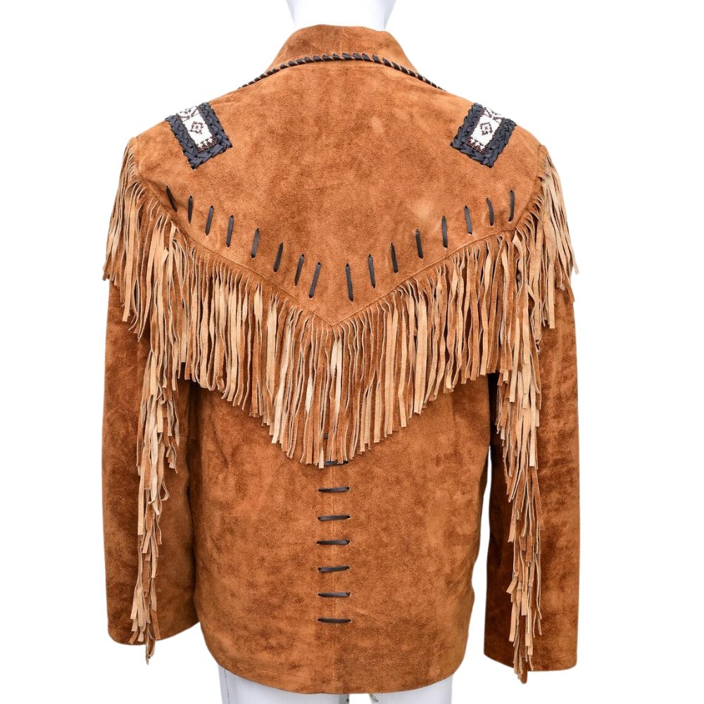 Men's Brown Western Suede Leather Jacket – Fringe & Classic Western Style