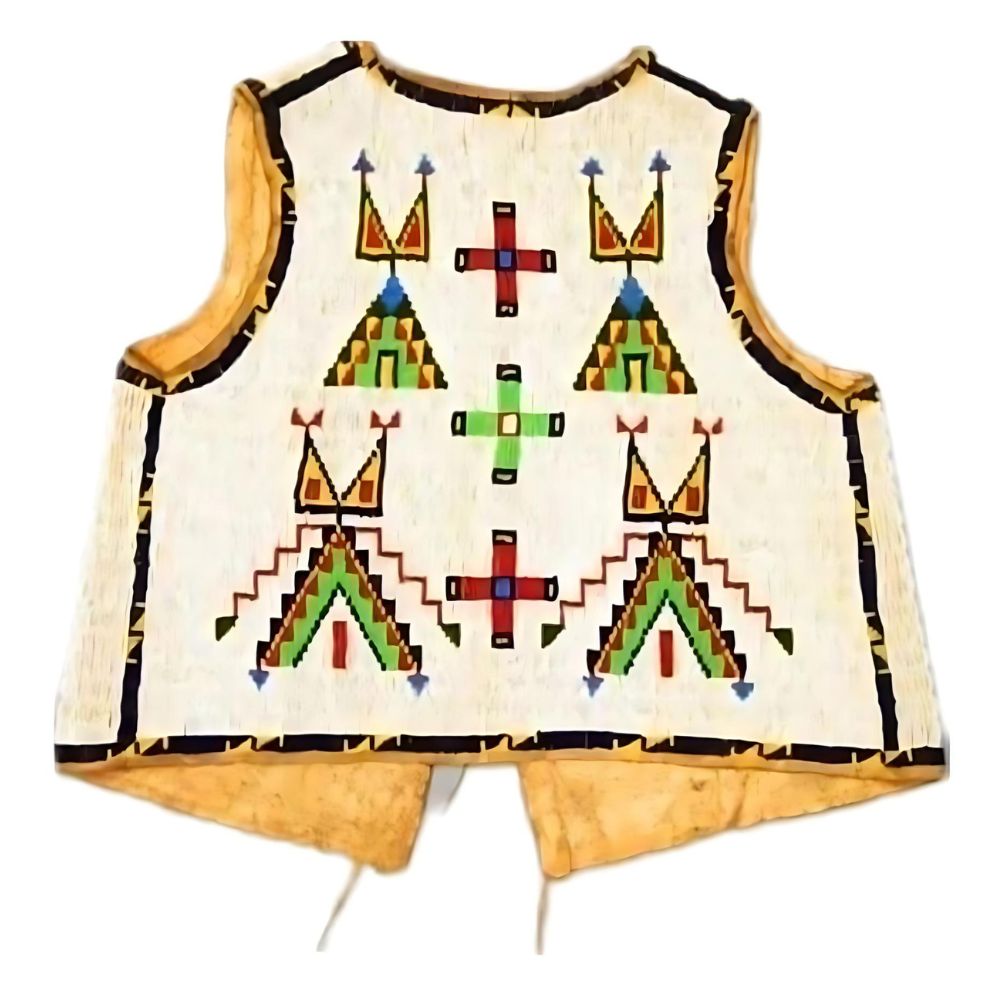 Men's Handmade Sioux Beaded Leather Vest – Native American Western Waistcoat