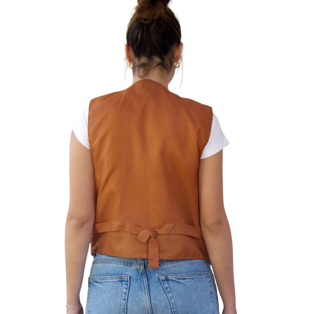 Women's Western Brown Suede Leather Fringe Vest – Cowgirl Style Sleeveless Jacket