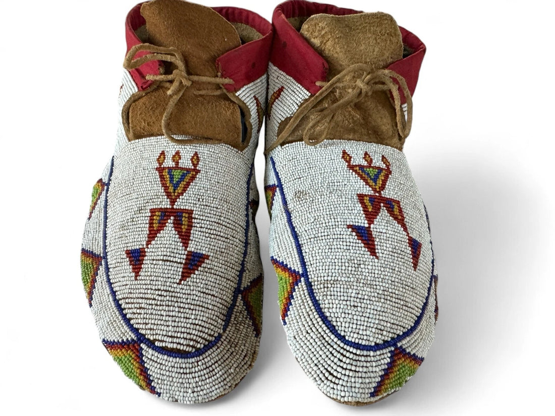 Handmade Native American Beaded Moccasins – Traditional Leather Powwow Shoes