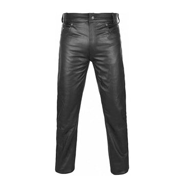 Men's Black Western American Style Cowhide Leather Pants