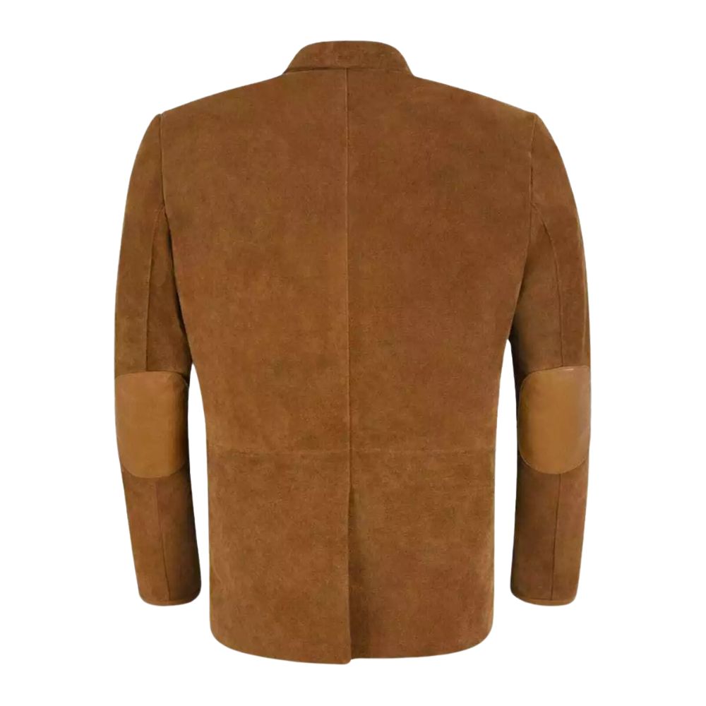 Men's Brown Western Suede Leather Blazer Jacket – Three Pocket Style