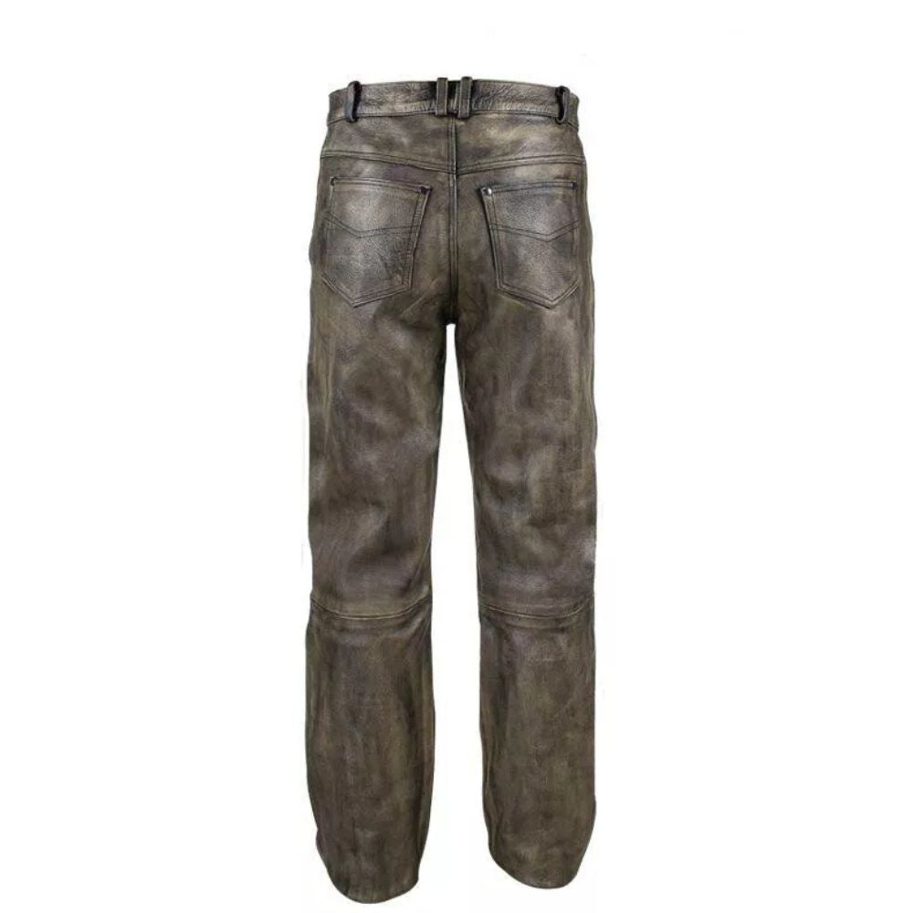 Men's Gray Western American Cowhide Leather Pants – Jeans Style