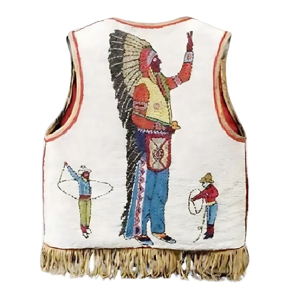 Men's Handmade Western Beaded Vest – Rodeo Cowboy Design with Fringe Hem