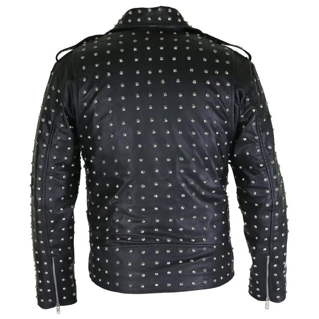Men’s Western Bold Black Studded Leather Biker Jacket – Vintage Slim Fit