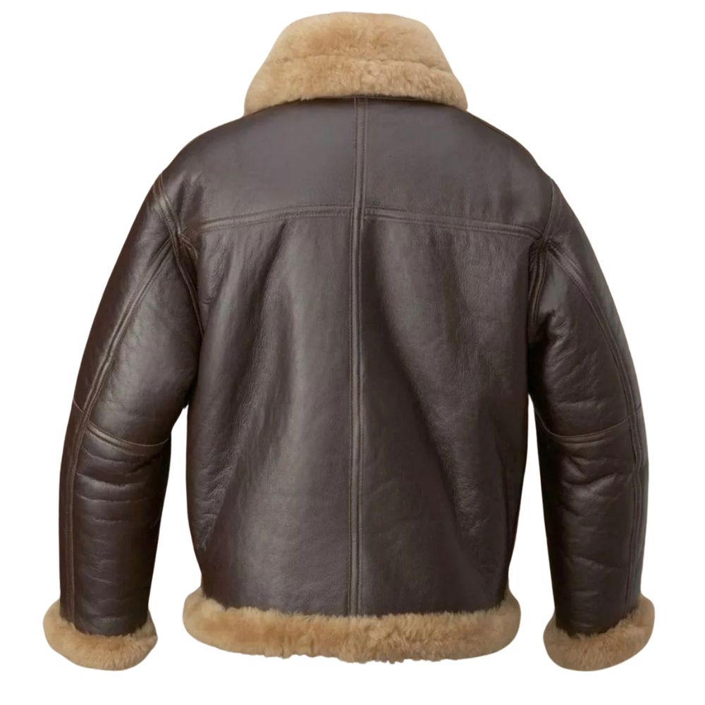 Men's Dark Brown B3 RAF Aviator Fur Sheepskin Leather Bomber Jacket