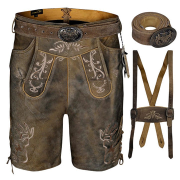 Oktoberfest Authentic Bavarian Lederhosen Costume | German Suede Leather Outfit