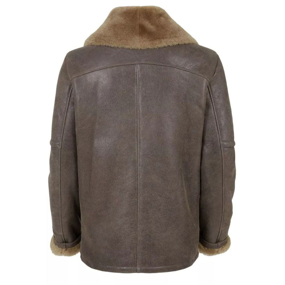 Women's Brown RAF B3 Aviator Bomber Cowhide Leather Jacket with Faux Fur